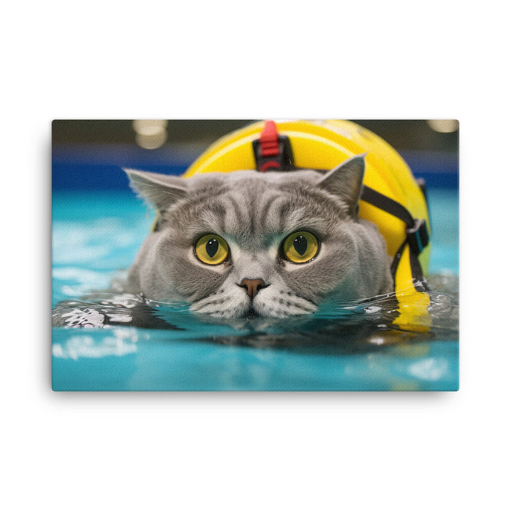 British Shorthair Lifeguard Canvas - PosterfyAI.com