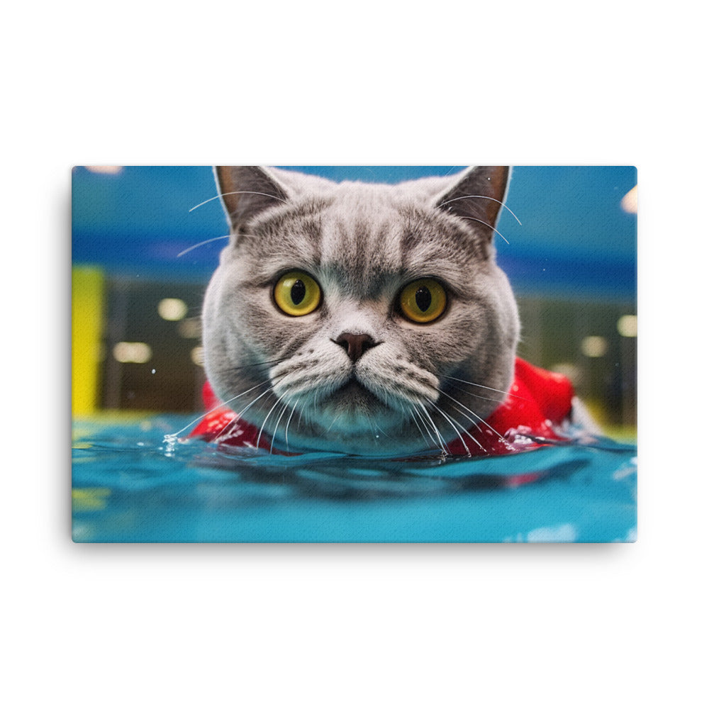 British Shorthair Lifeguard Canvas - PosterfyAI.com