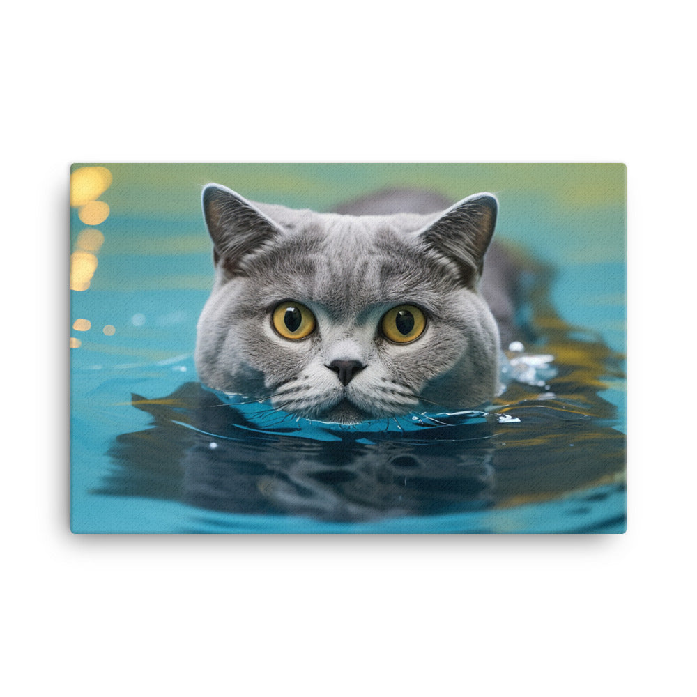 British Shorthair Lifeguard Canvas - PosterfyAI.com