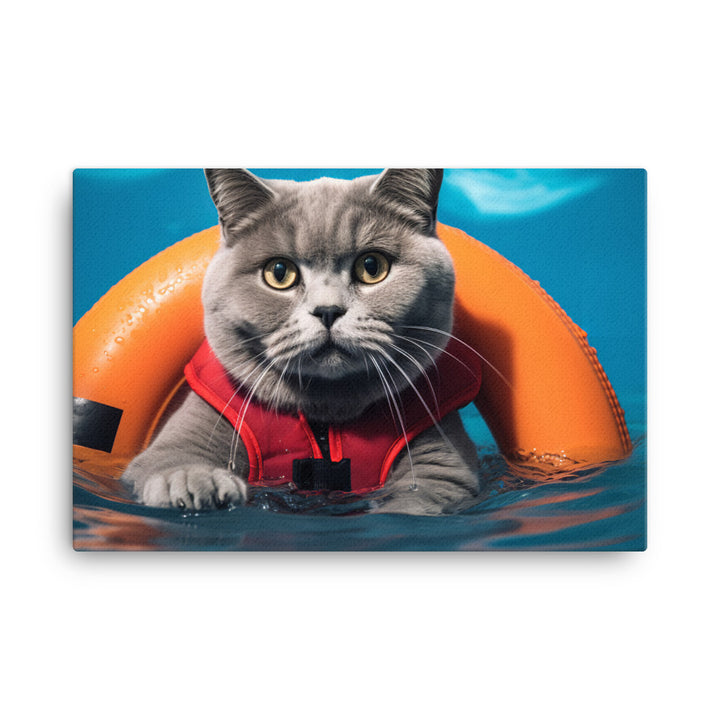 British Shorthair Lifeguard Canvas - PosterfyAI.com