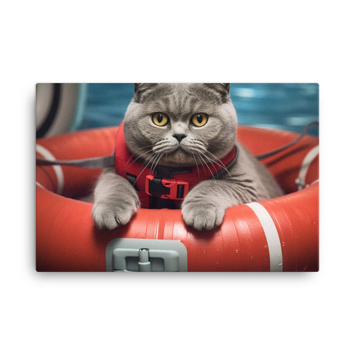 British Shorthair Lifeguard Canvas - PosterfyAI.com