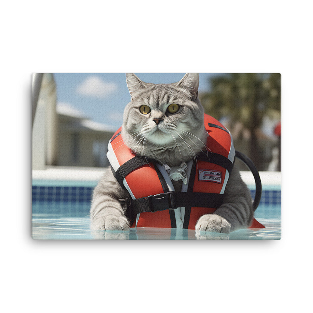 British Shorthair Lifeguard Canvas - PosterfyAI.com