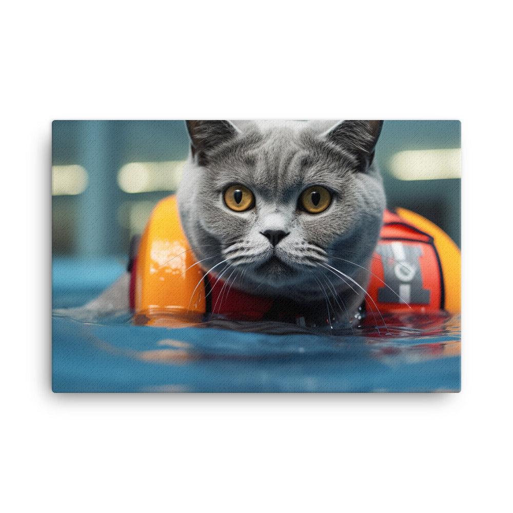 British Shorthair Lifeguard Canvas - PosterfyAI.com