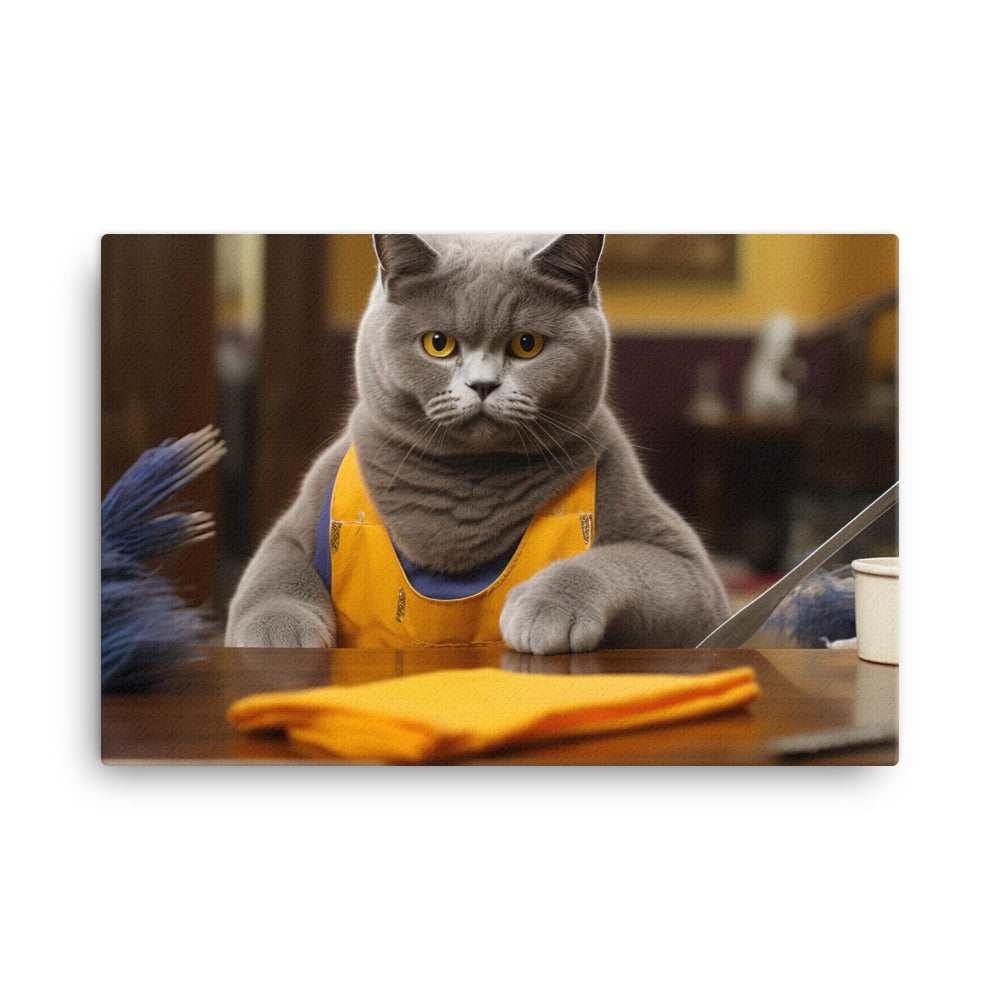 British Shorthair Janitor Canvas - PosterfyAI.com