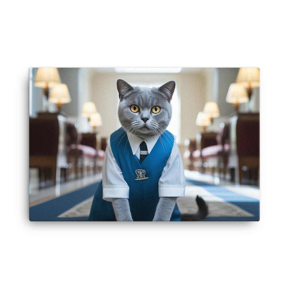 British Shorthair Janitor Canvas - PosterfyAI.com