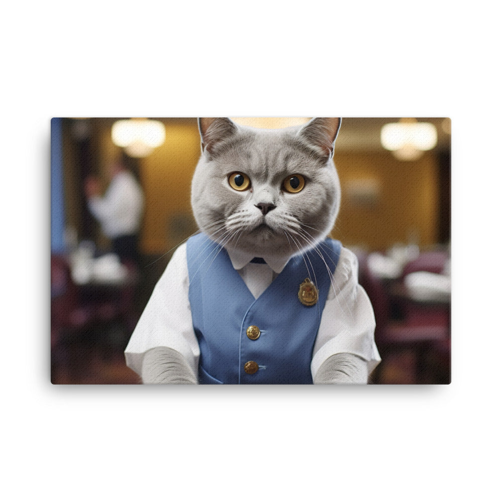 British Shorthair Hotel Staff Canvas - PosterfyAI.com