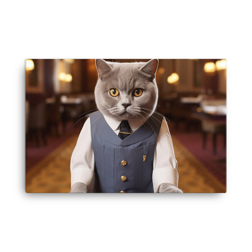 British Shorthair Hotel Staff Canvas - PosterfyAI.com