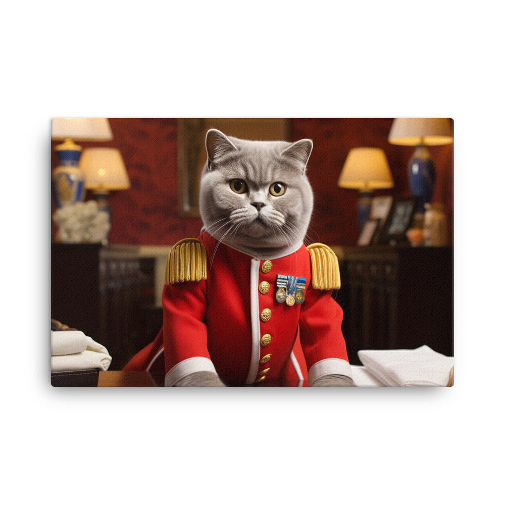 British Shorthair Hotel Staff Canvas - PosterfyAI.com