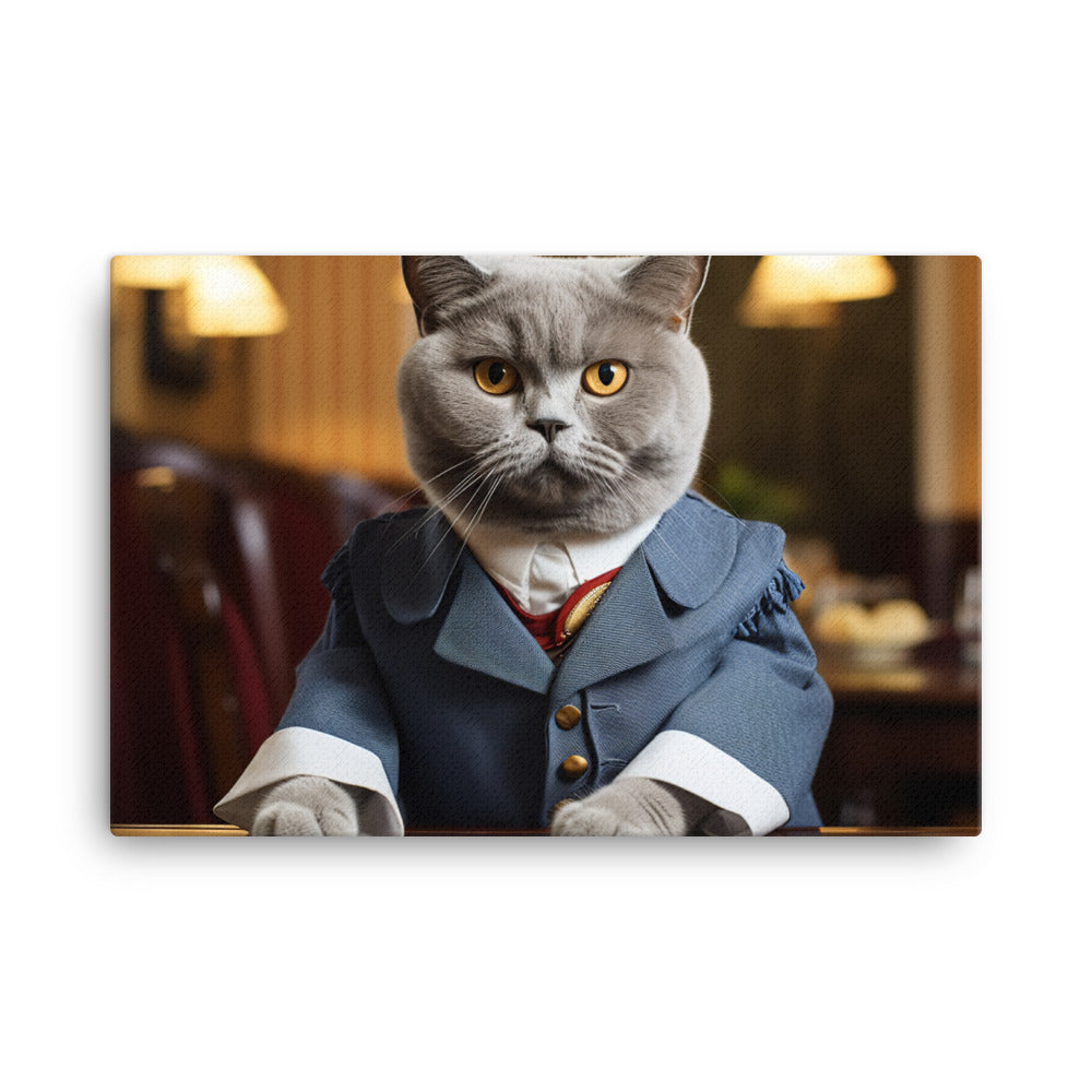 British Shorthair Hotel Staff Canvas - PosterfyAI.com