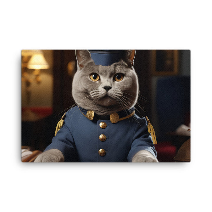 British Shorthair Hotel Staff Canvas - PosterfyAI.com