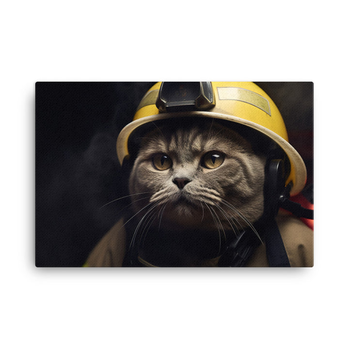 British Shorthair Firefighter Canvas - PosterfyAI.com