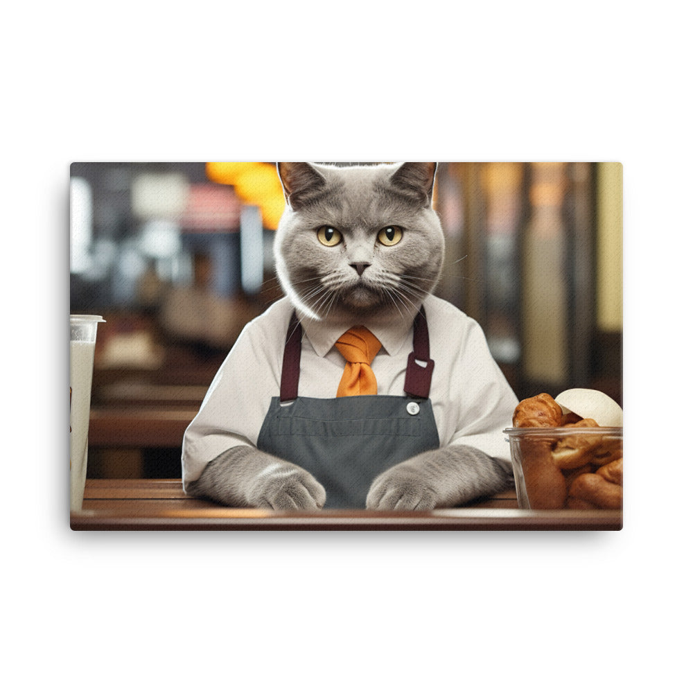 British Shorthair Fast Food Crew Canvas - PosterfyAI.com