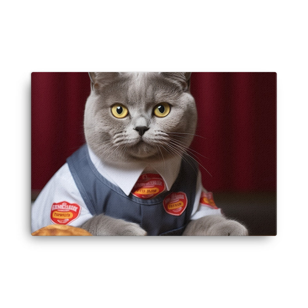 British Shorthair Fast Food Crew Canvas - PosterfyAI.com