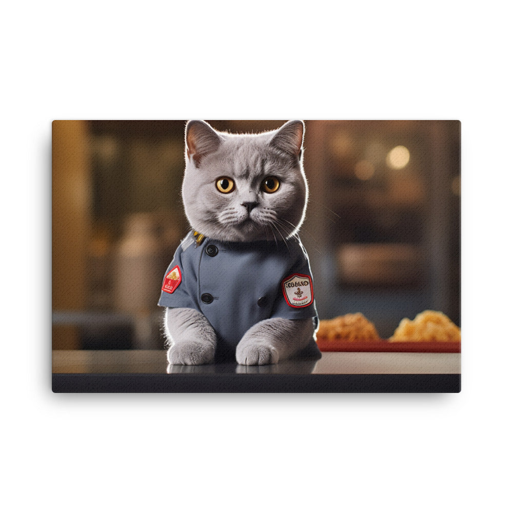 British Shorthair Fast Food Crew Canvas - PosterfyAI.com