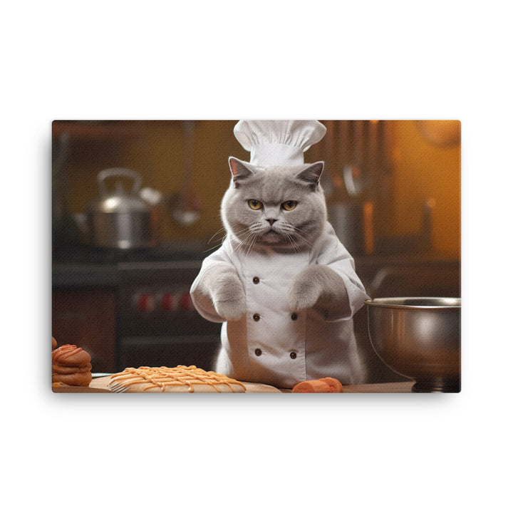 British Shorthair Chef Canvas - PosterfyAI.com