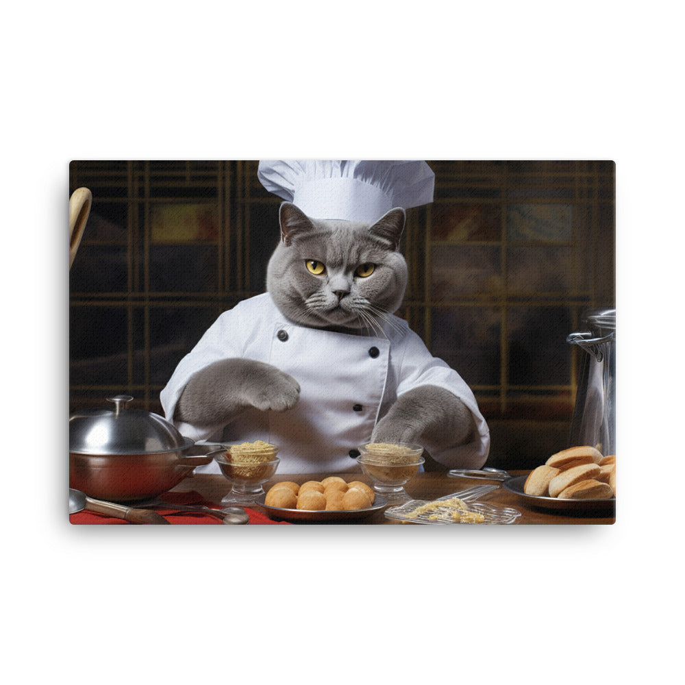 British Shorthair Chef Canvas - PosterfyAI.com