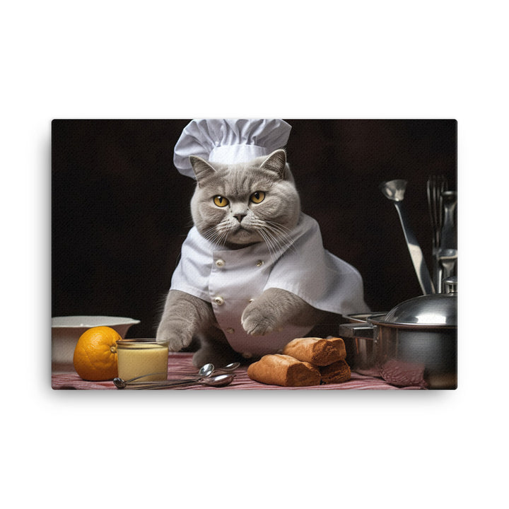 British Shorthair Chef Canvas - PosterfyAI.com