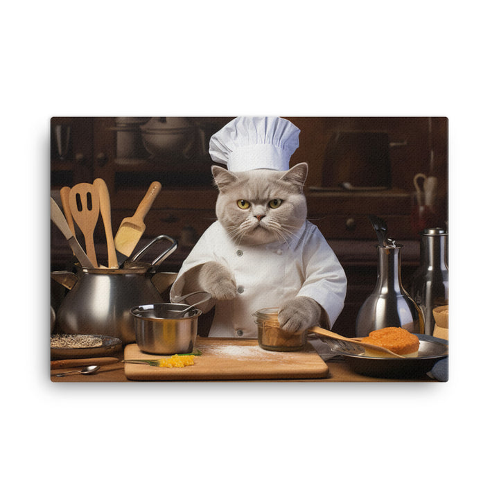 British Shorthair Chef Canvas - PosterfyAI.com