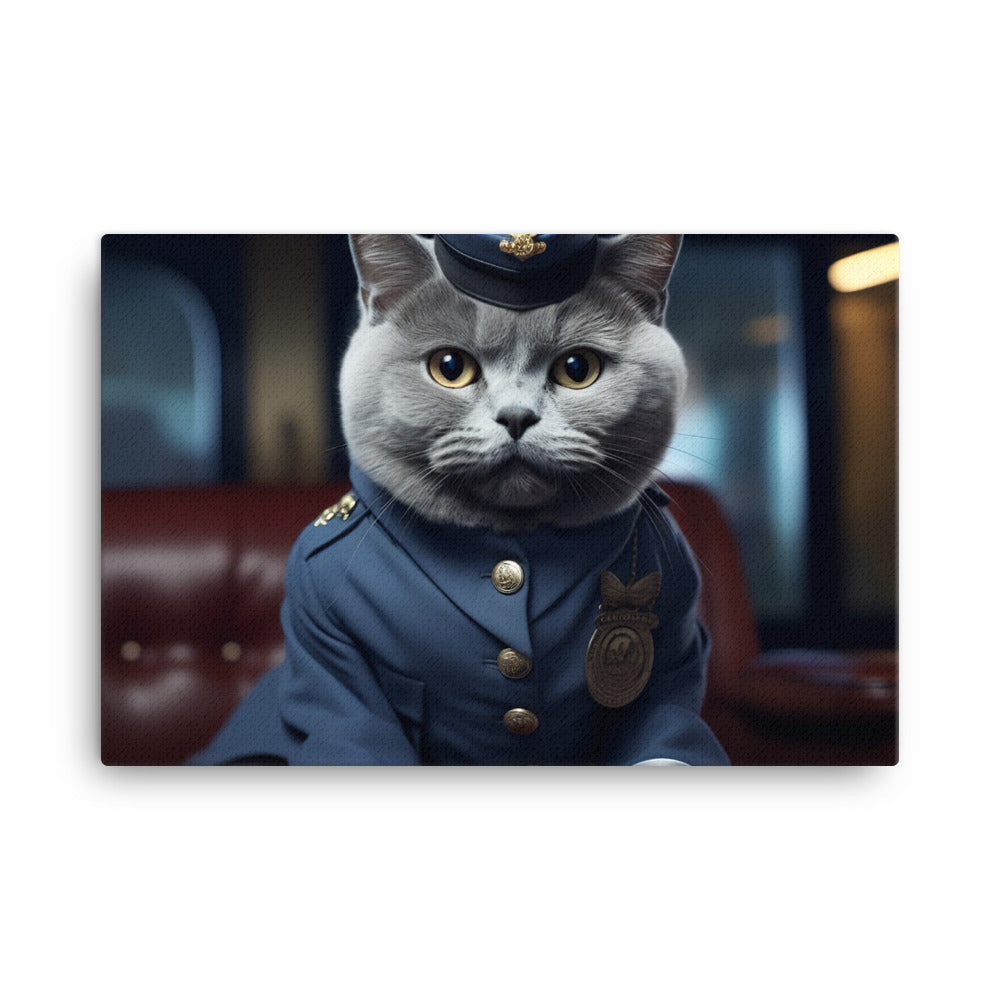 British Shorthair Cabin Crew Canvas - PosterfyAI.com