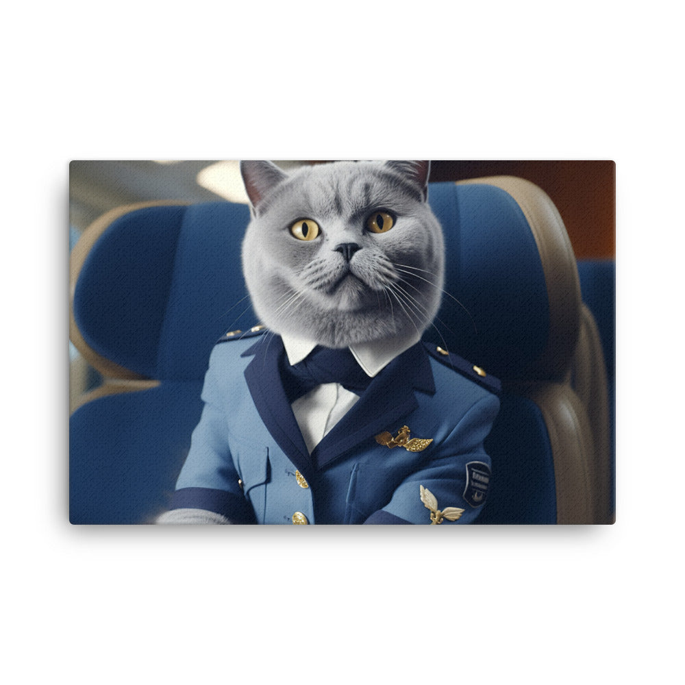 British Shorthair Cabin Crew Canvas - PosterfyAI.com