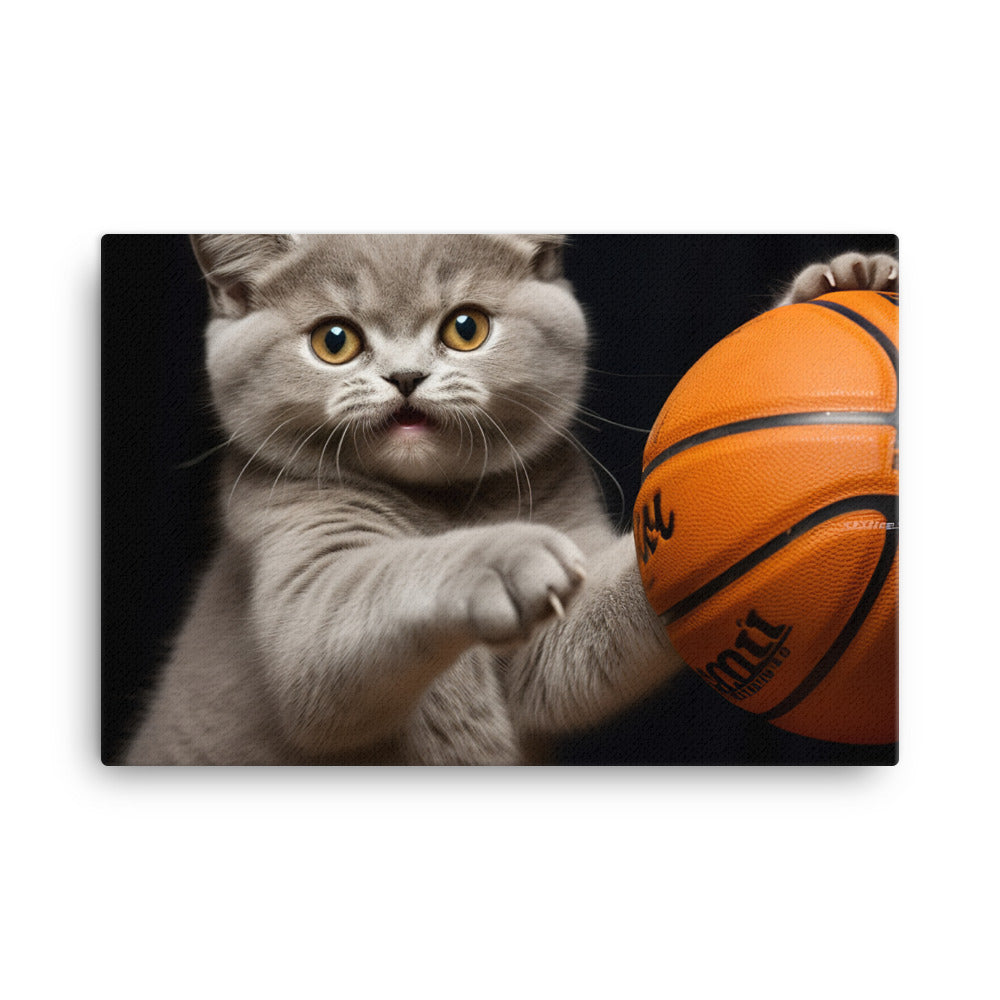 British Shorthair Basketball Player Canvas - PosterfyAI.com