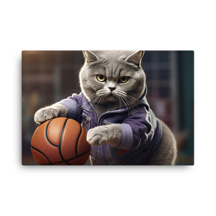 British Shorthair Basketball Player Canvas - PosterfyAI.com