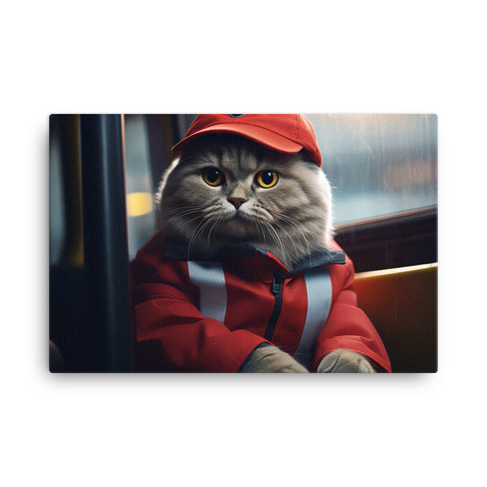 Scottish Fold Transit Operator Canvas - PosterfyAI.com