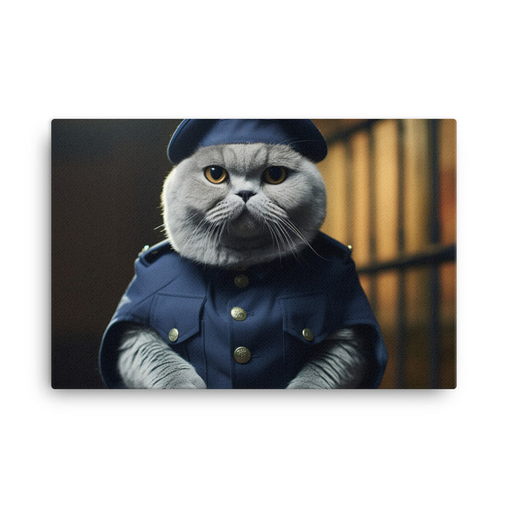 Scottish Fold Prison Officer Canvas - PosterfyAI.com