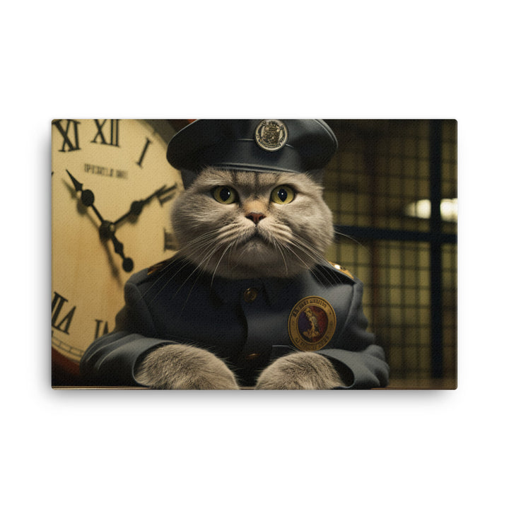 Scottish Fold Prison Officer Canvas - PosterfyAI.com