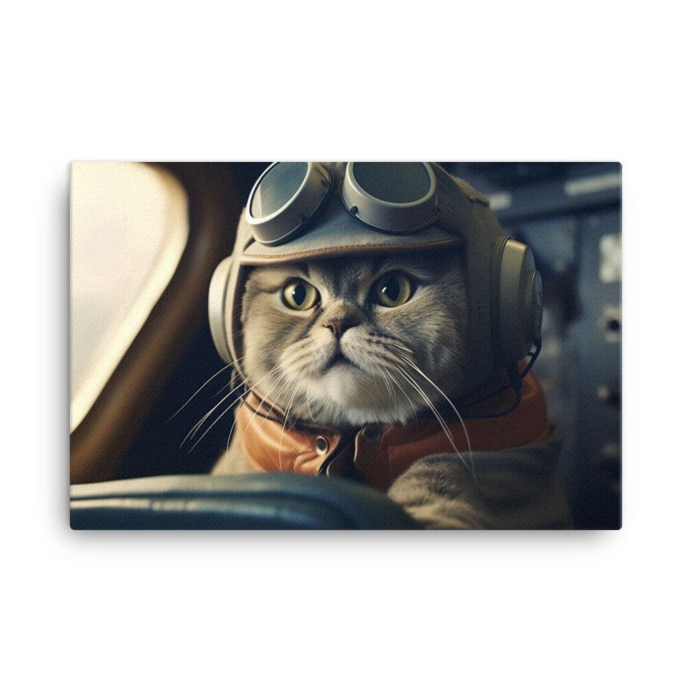 Scottish Fold Pilot Canvas - PosterfyAI.com