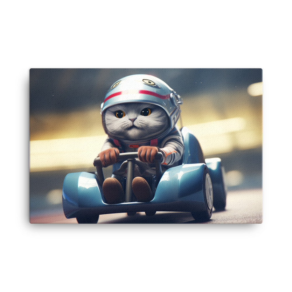 Scottish Fold Motorsport Athlete Canvas - PosterfyAI.com