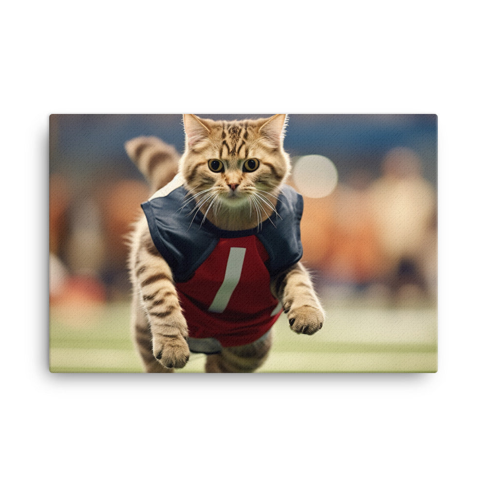 Scottish Fold Football Player Canvas - PosterfyAI.com