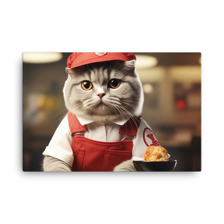 Scottish Fold Fast Food Crew Canvas - PosterfyAI.com