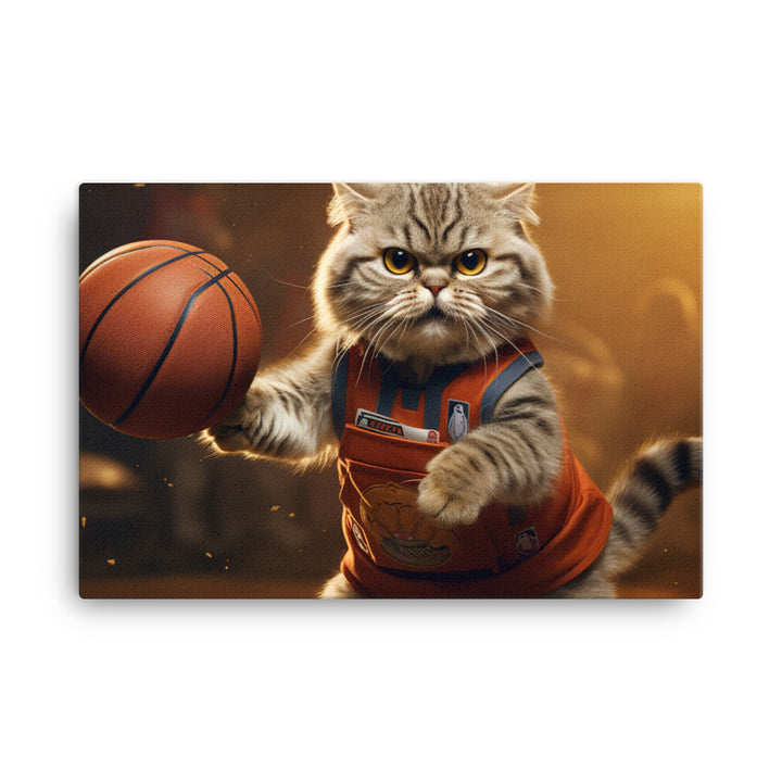 Scottish Fold Basketball Player Canvas - PosterfyAI.com