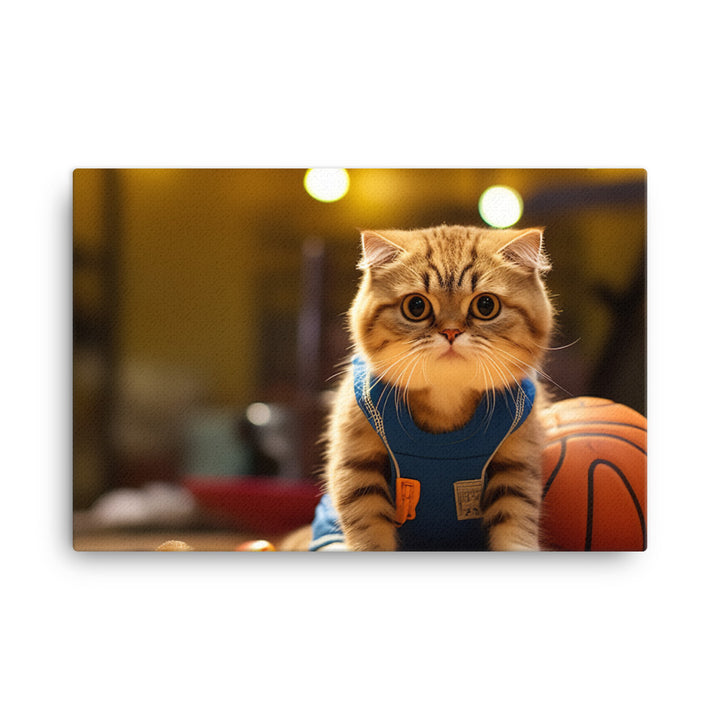 Scottish Fold Basketball Player Canvas - PosterfyAI.com