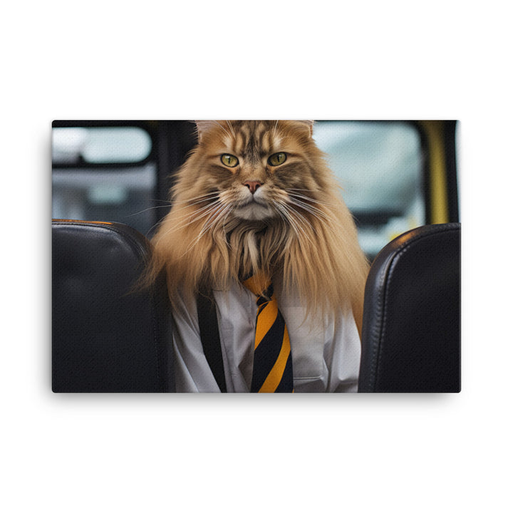 Maine Coon Transit Operator Canvas - PosterfyAI.com