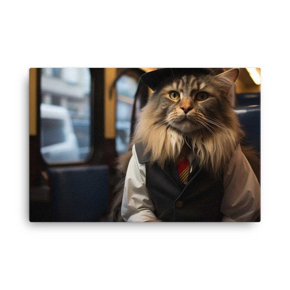 Maine Coon Transit Operator Canvas - PosterfyAI.com