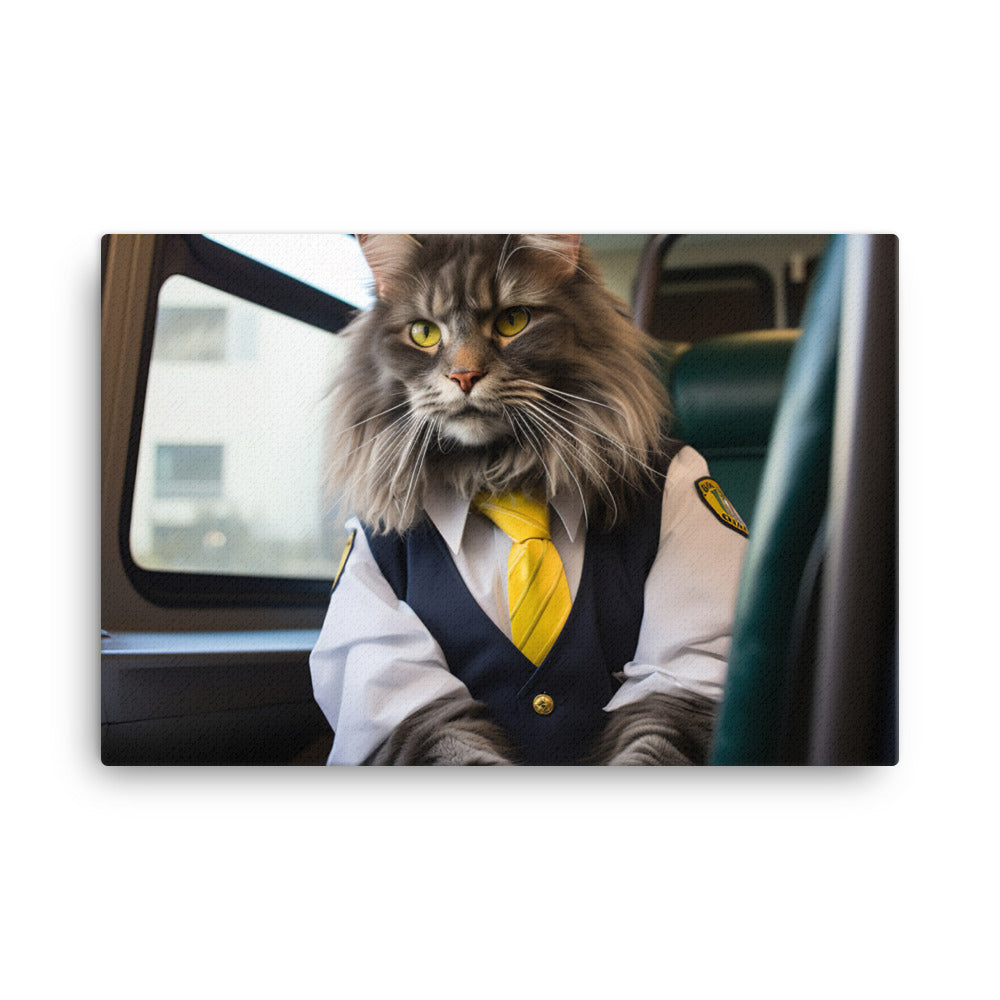 Maine Coon Transit Operator Canvas - PosterfyAI.com