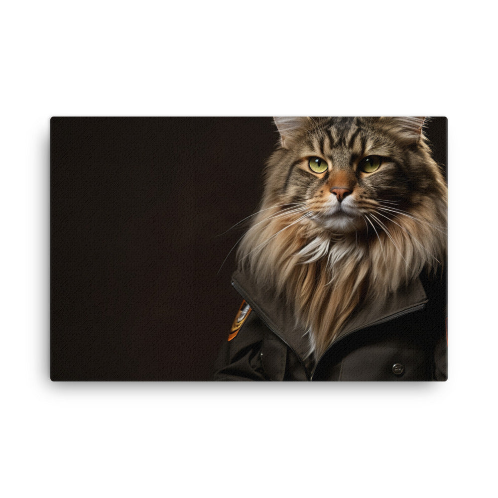 Maine Coon Security Officer Canvas - PosterfyAI.com