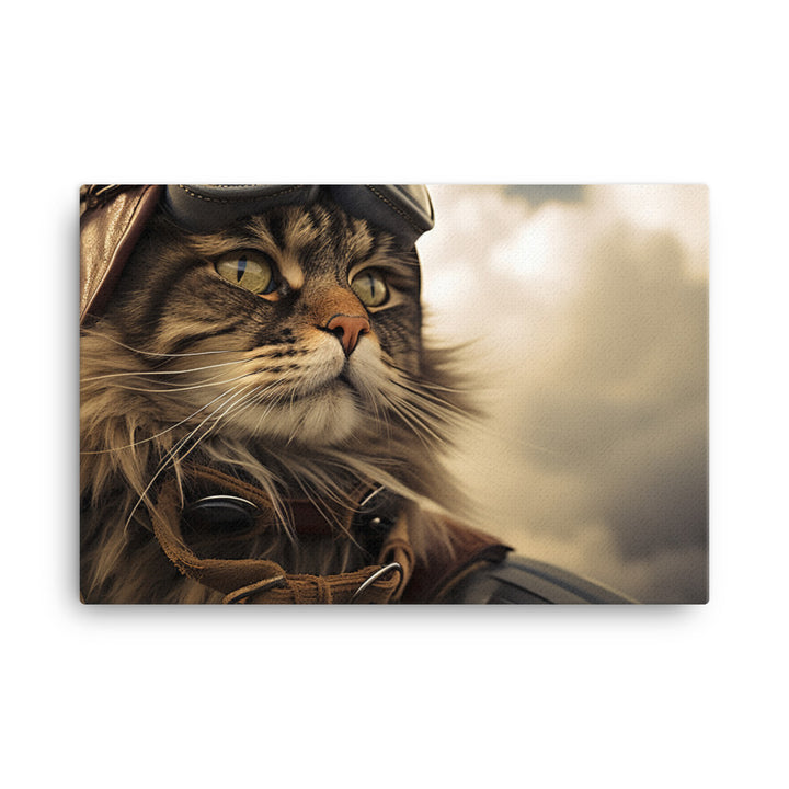 Maine Coon Pilot Canvas - PosterfyAI.com