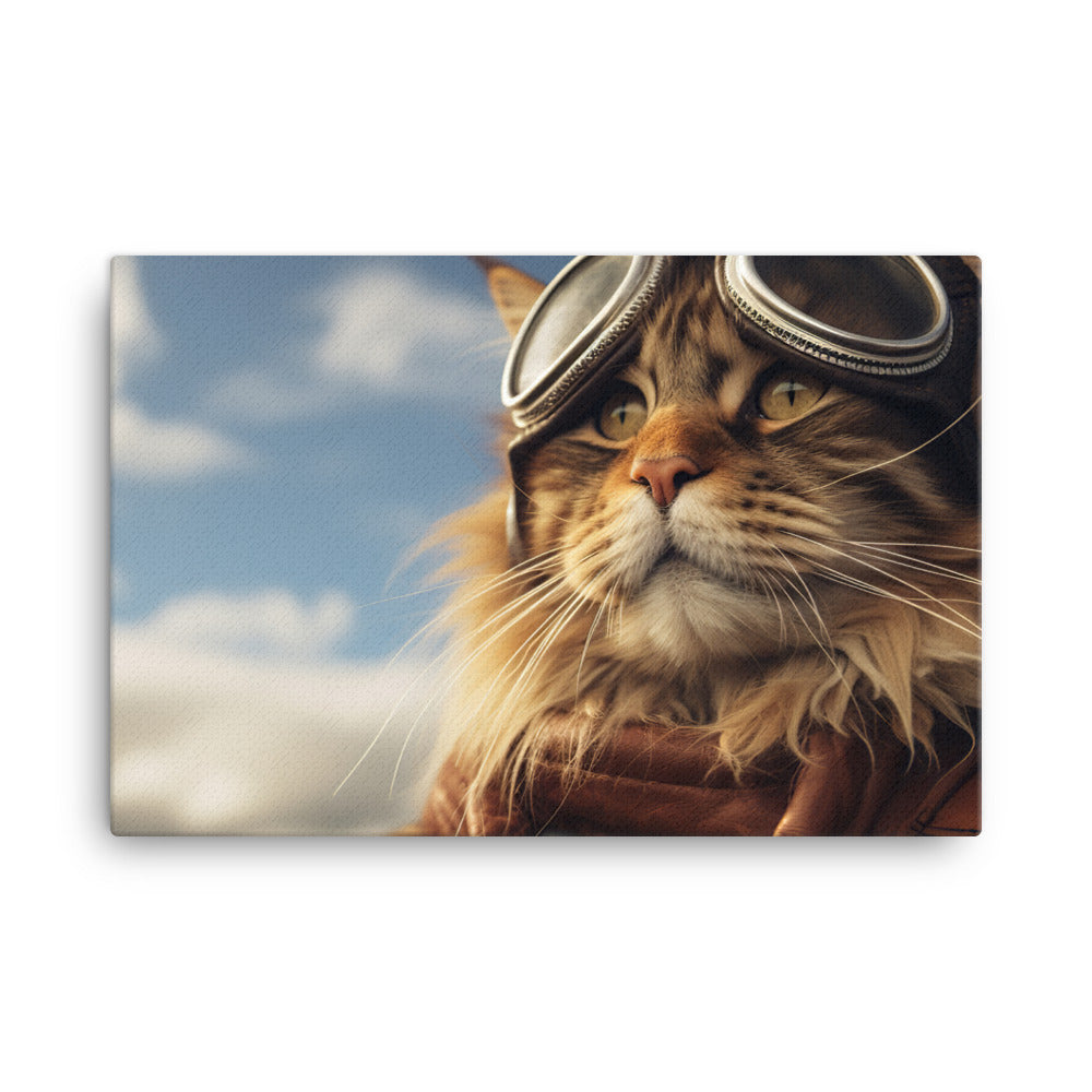 Maine Coon Pilot Canvas - PosterfyAI.com