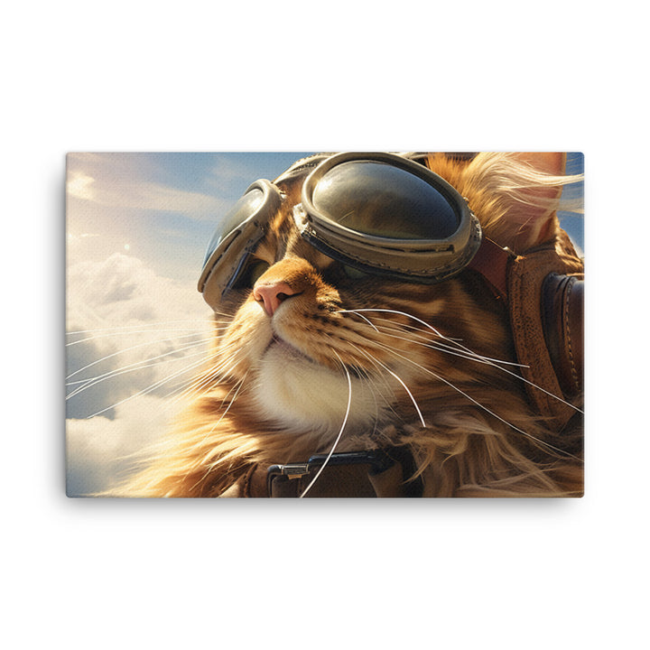 Maine Coon Pilot Canvas - PosterfyAI.com