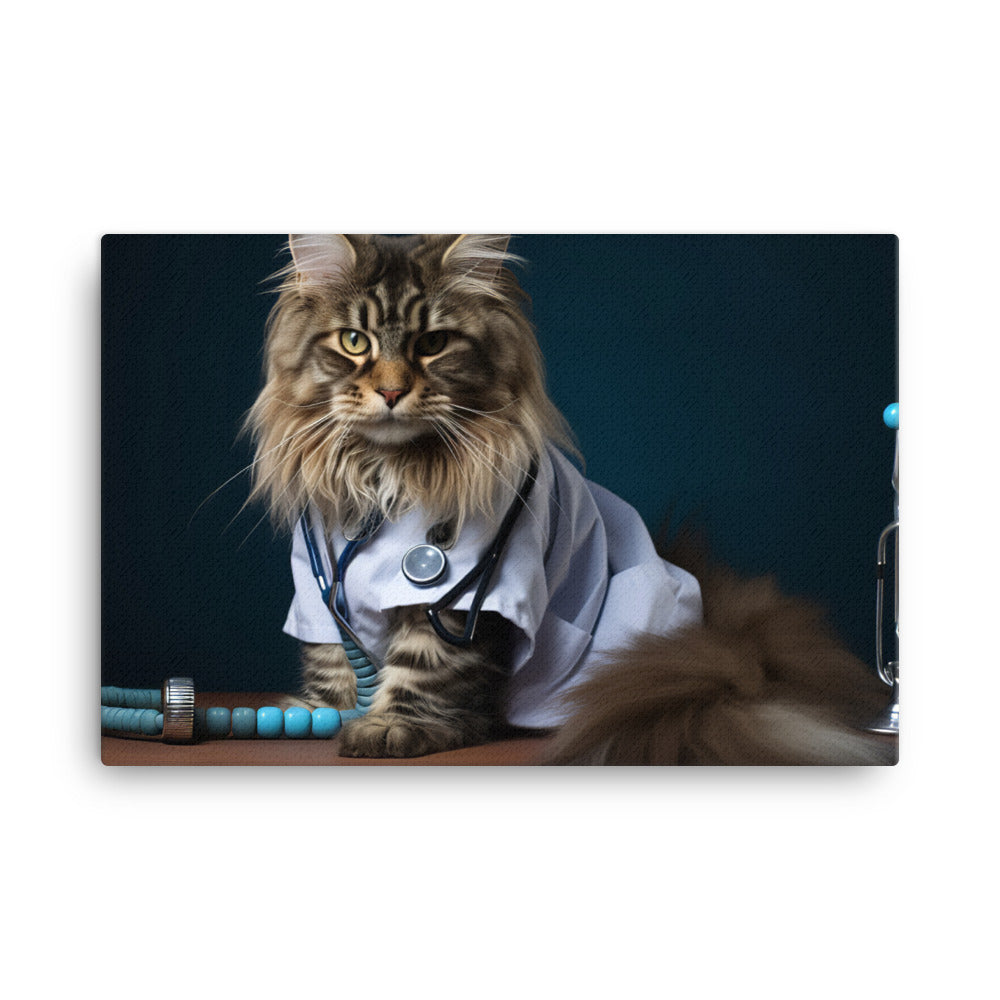 Maine Coon Nurse Canvas - PosterfyAI.com