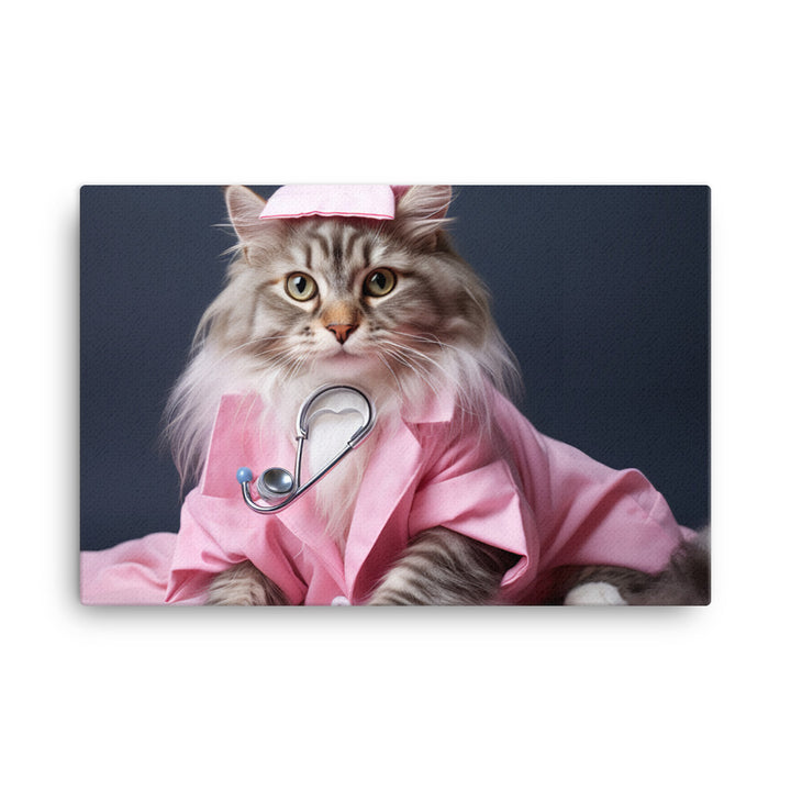 Maine Coon Nurse Canvas - PosterfyAI.com