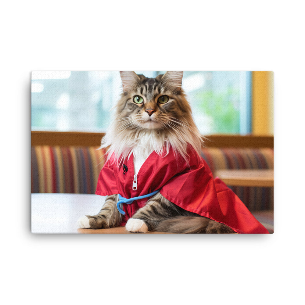 Maine Coon Nurse Canvas - PosterfyAI.com