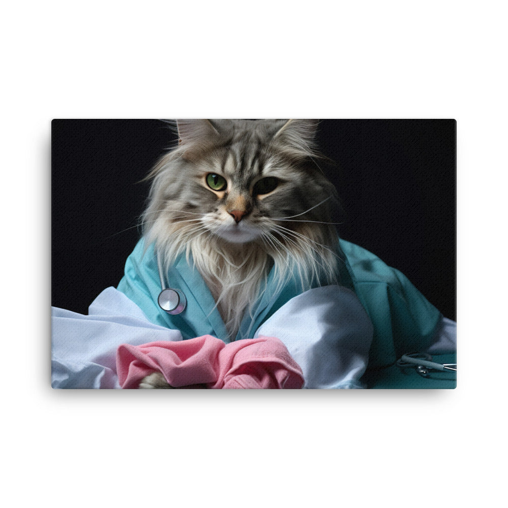 Maine Coon Nurse Canvas - PosterfyAI.com