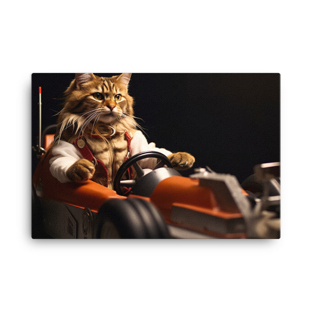 Maine Coon Motorsport Athlete Canvas - PosterfyAI.com