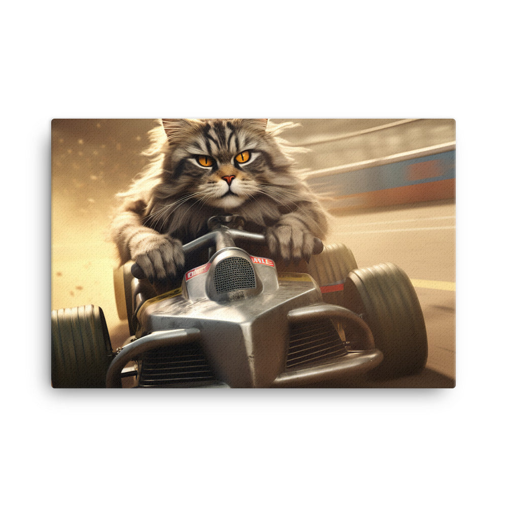 Maine Coon Motorsport Athlete Canvas - PosterfyAI.com