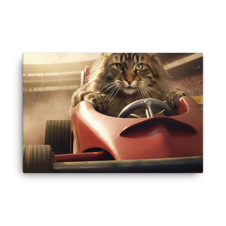 Maine Coon Motorsport Athlete Canvas - PosterfyAI.com