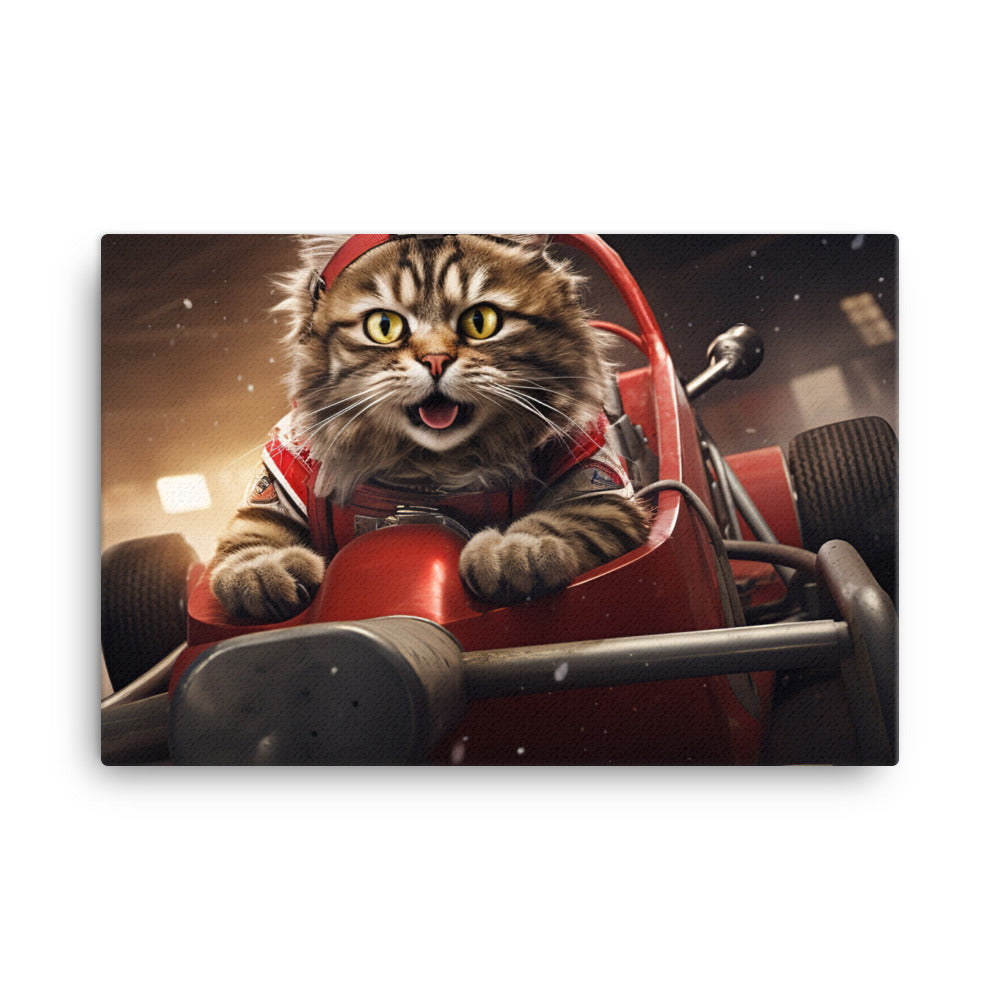 Maine Coon Motorsport Athlete Canvas - PosterfyAI.com